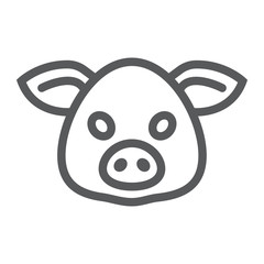 Obraz premium Pig line icon, animal and zoo, pork sign vector graphics, a linear pattern on a white background, eps 10.