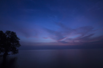 Fototapeta na wymiar Exploded view of Twilight blue nightfall - Cambodia, Asia