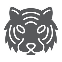 Tiger glyph icon, animal and zoo, cat sign vector graphics, a solid pattern on a white background, eps 10.