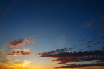 Bright clouds in the twilight sky.