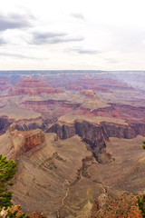 Grand Canyon seen from south rim on a overcast day