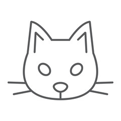 Cat thin line icon, animal and zoo, pet sign vector graphics, a linear pattern on a white background, eps 10.