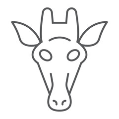 Giraffe thin line icon, animal and zoo, mammal sign vector graphics, a linear pattern on a white background, eps 10.