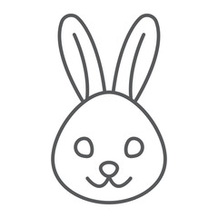 Rabbit thin line icon, animal and zoo, bunny sign vector graphics, a linear pattern on a white background, eps 10.