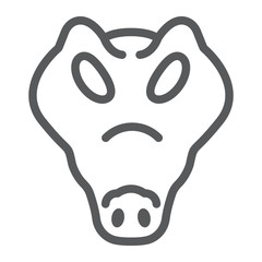 Crocodile line icon, animal and zoo, reptile sign vector graphics, a linear pattern on a white background, eps 10.