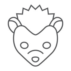 Hedgehog thin line icon, animal and zoo, pet sign vector graphics, a linear pattern on a white background, eps 10.