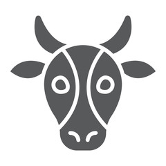 Cow glyph icon, animal and zoo, cattle sign vector graphics, a solid pattern on a white background, eps 10.