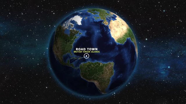 BRITISH VIRGIN ISLANDS ROAD TOWN ZOOM IN FROM SPACE