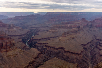 Grand Canyon seen from south rim on a overcast day