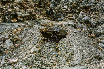 Detail einer erkalteten Lava Blase in einem Lavafeld auf La Palma, Kanaren