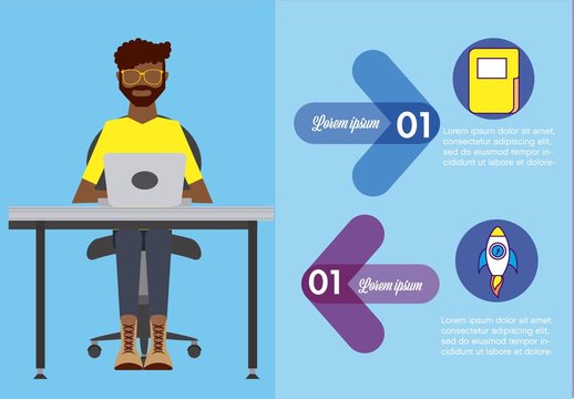 Blue and Purple Flat Business Office Infographic Layout