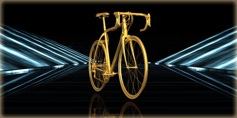 Fototapeta premium 3d rendering of a golden object inside a futuristic road