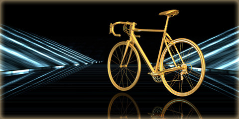 Fototapeta premium 3d rendering of a golden object inside a futuristic road