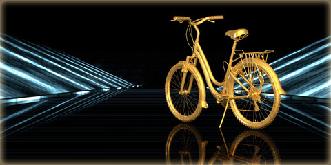 Fototapeta premium 3d rendering of a golden object inside a futuristic road