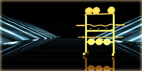 Fototapeta na wymiar 3d rendering of a golden object inside a futuristic road