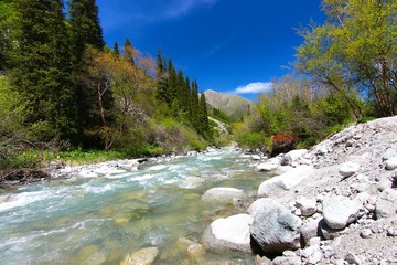 The Ala Archa National Park in the Tian Shan mountains of Bishkek  Kyrgyzstan