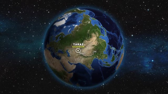 KAZAKHSTAN TARAZ ZOOM IN FROM SPACE