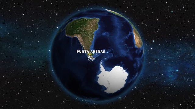 CHILE PUNTA ARENAS ZOOM IN FROM SPACE