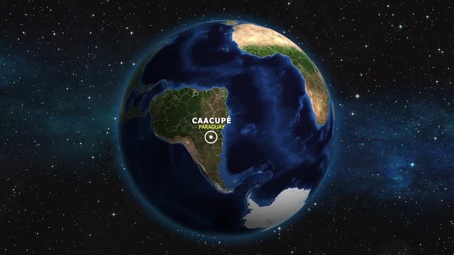 PARAGUAY CAACUPE ZOOM IN FROM SPACE