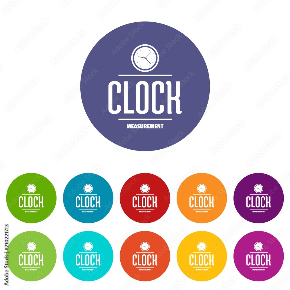 Poster clock icons color set vector for any web design on white background