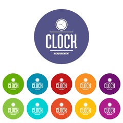 Clock icons color set vector for any web design on white background