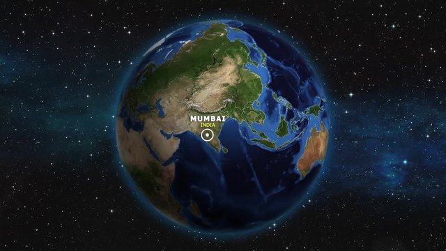 INDIA MUMBAI ZOOM IN FROM SPACE