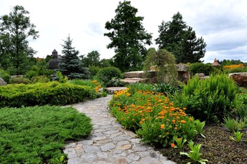 Garden stones.Landscaping in the garden.