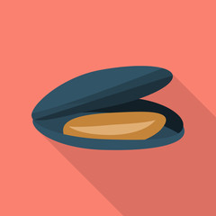 Black mussel icon. Flat illustration of black mussel vector icon for web design
