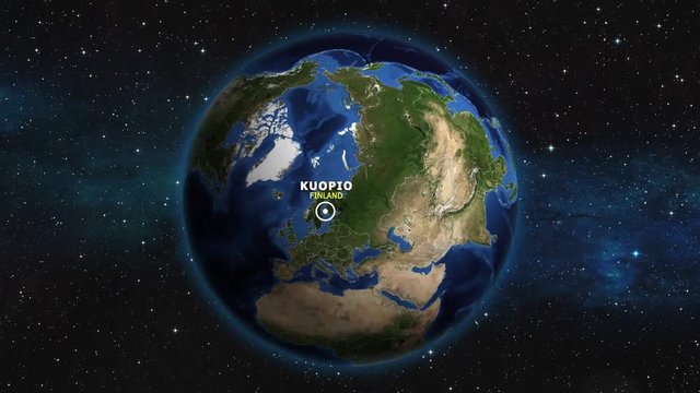 FINLAND KUOPIO ZOOM IN FROM SPACE