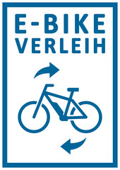 ks333 kombi-schild - nbrs5 NewBigRentalSign nbrs - E-Bike-Verleih / E-Bike ausleihen - Elektro Fahrrad mieten - Ebike Verleih - DIN A1 A2 A3 A4 - Zeichen / Schild blau xxl g6227