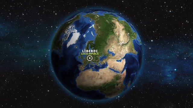 CZECH REPUBLIC LIBEREC ZOOM IN FROM SPACE