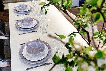 table setting with flowers