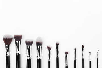 Brushes set for make up on white background.