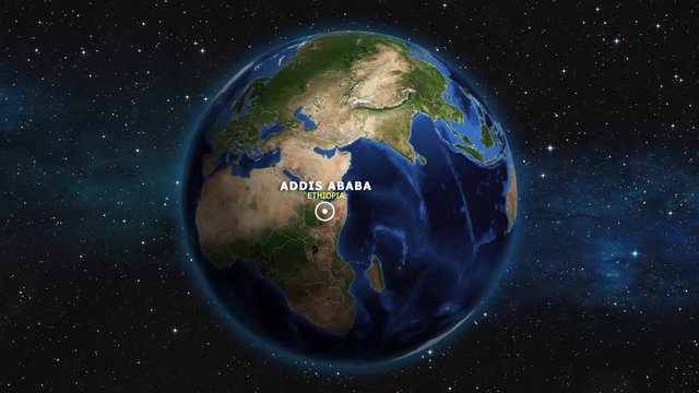 ETHIOPIA ADDIS ABABA ZOOM IN FROM SPACE