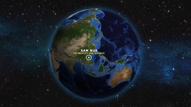 LAO PEOPLES DEM REPUBLIC XAM NUA ZOOM IN FROM SPACE