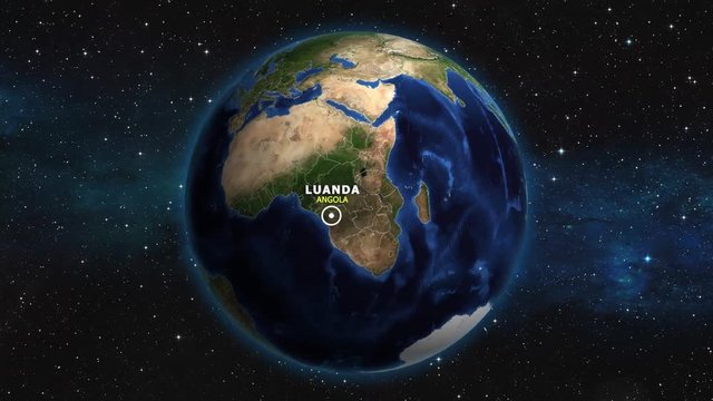 ANGOLA LUANDA ZOOM IN FROM SPACE