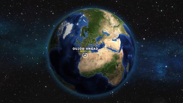 MOROCCO OUJDA ANGAD ZOOM IN FROM SPACE