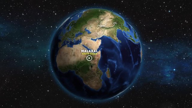 SOUTH SUDAN MALAKAL ZOOM IN FROM SPACE