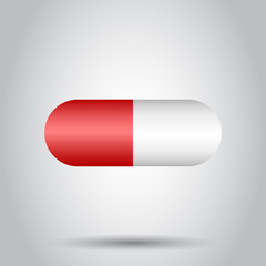 Pill vector icon in flat style. Tablet illustration pictogram. Capsule medical concept.