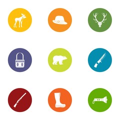 Forest walk icons set. Flat set of 9 forest walk vector icons for web isolated on white background