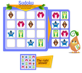 Naklejka premium shapes game owls sudoku