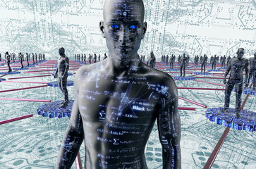 Blockchain technologie used in digital computer networks, clipping path, 3d illustration