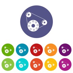 Motor icons color set vector for any web design on white background