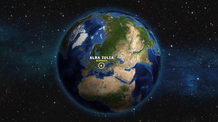 ROMANIA ALBA IULIA ZOOM IN FROM SPACE