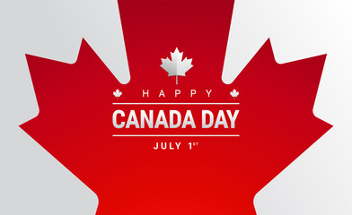 Happy Canada Day greeting card - Canada maple leaf flag vector