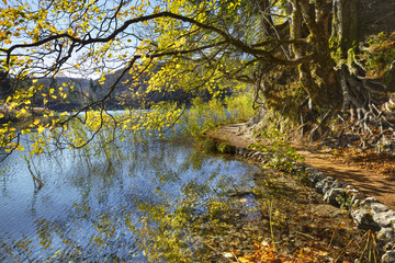 beautiful autumn day on the lakes in Croatia
