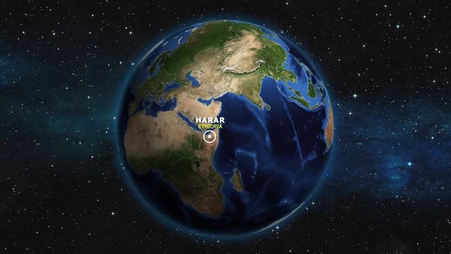 ETHIOPIA HARAR ZOOM IN FROM SPACE