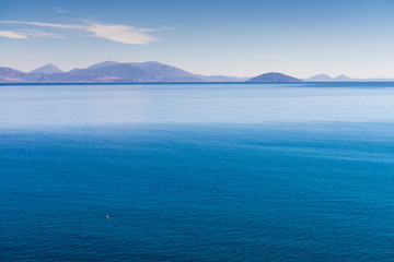 Greek coastline on sunny day