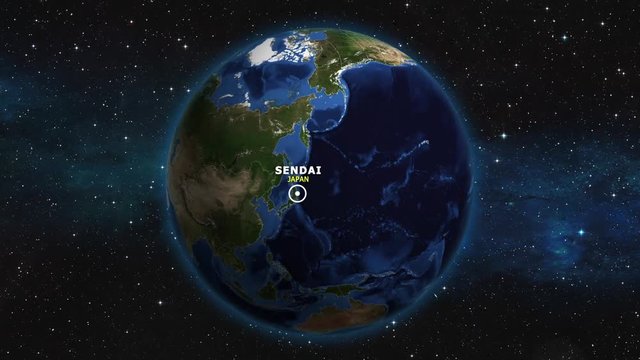 JAPAN SENDAI ZOOM IN FROM SPACE