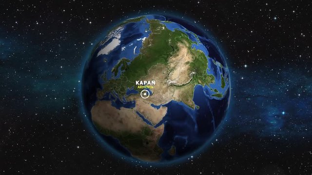 ARMENIA KAPAN ZOOM IN FROM SPACE